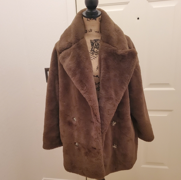 Topshop Jackets & Blazers - Topshop Ally Faux Fur Double Breasted Jacket